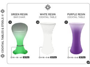 Green Resin & White Cocktail Tables
