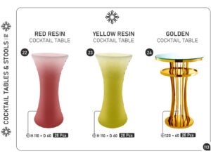 Red, Yellow & Golden Cocktail Tables