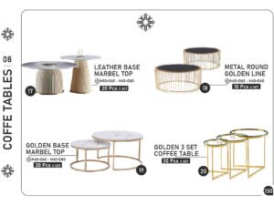 Golden Line & Leather Base Coffee Tables