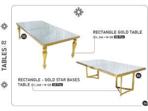 Rectangle Gold Table & Rectangle – Gold Star Bases Table