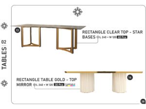 Rectangle Clear Top – Star Bases & Rectangle Table Gold – Top Mirror (Paintable)