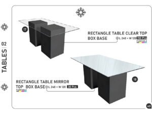 Rectangle Table Clear Top Box Base & Rectangle Table Mirror Top Box Base