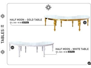 Half Moon – Gold Table & Half Moon – White Table