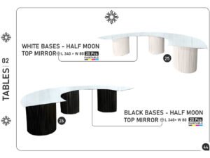 White Bases – Half Moon Top Mirror & Black Bases – Half Moon Top Mirror