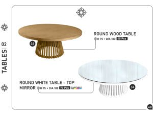 Round Wood Table & Round White Table – Top Mirror