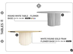 Round White Table – Flower Base & White Round Gold Frame Flower Base