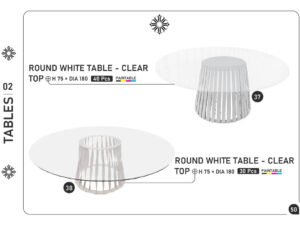 Round White Table – Clear Top