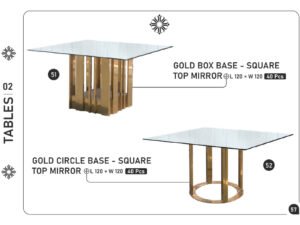 Gold Box Base – Square Top Mirror & Gold Circle Base – Square Top Mirror