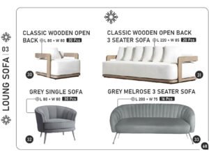 Classic Wooden & Grey Melrose Sofa Collection