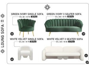Green Ivory & White Velvet Sofa Collection