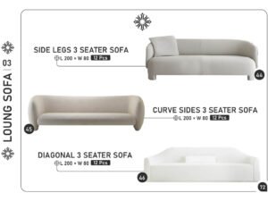 Contemporary 3-Seater Sofa Collection (Side Legs, Curve, Diagonal)