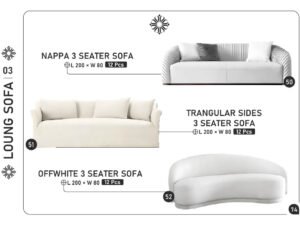 Nappa, Triangular Sides & Off-White 3-Seater Sofas