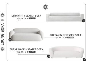 Straight, Big Panda & Curve Back 3-Seater Sofa Set