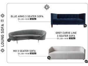 Blue Arms / Grey Curve / MO 3-Seater Collection