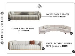 Waves / Curve 6 Seater / White Leather 3-Seater Series