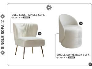 Gold Legs & Curve Back Single Sofas