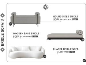 Round / Wooden Base / Chanel Bridle Sofas