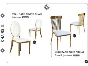 Oval Back Dining Chair & High Back Gold Dining Chair