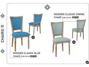 Wooden Classic Blue Chair & Wooden Classic Dining Chair