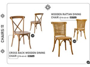 Cross Back Wooden Dining Chair & Wooden Rattan Dining Chair
