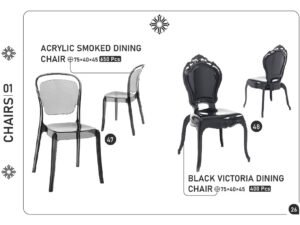 Acrylic Smoked Dining Chair & Black Victoria Dining Chair