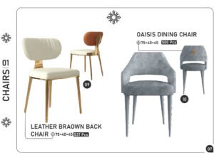 Leather Brown Back Chair & Oasis Dining Chair