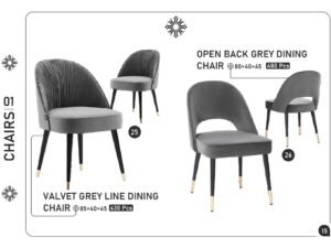 Velvet Grey Line Dining Chair & Open Back Grey Dining Chair